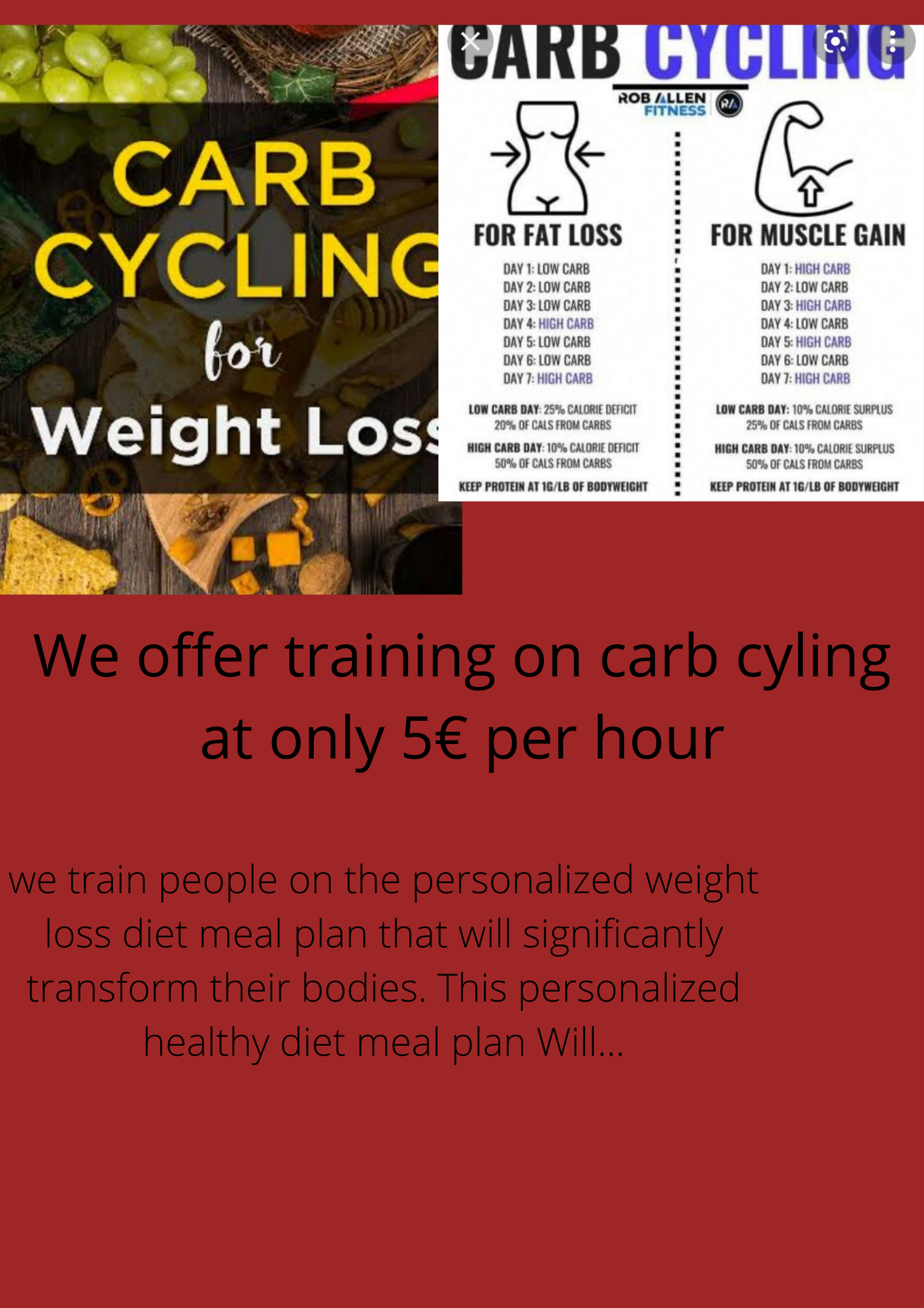 carb  cycling courses offered in UK