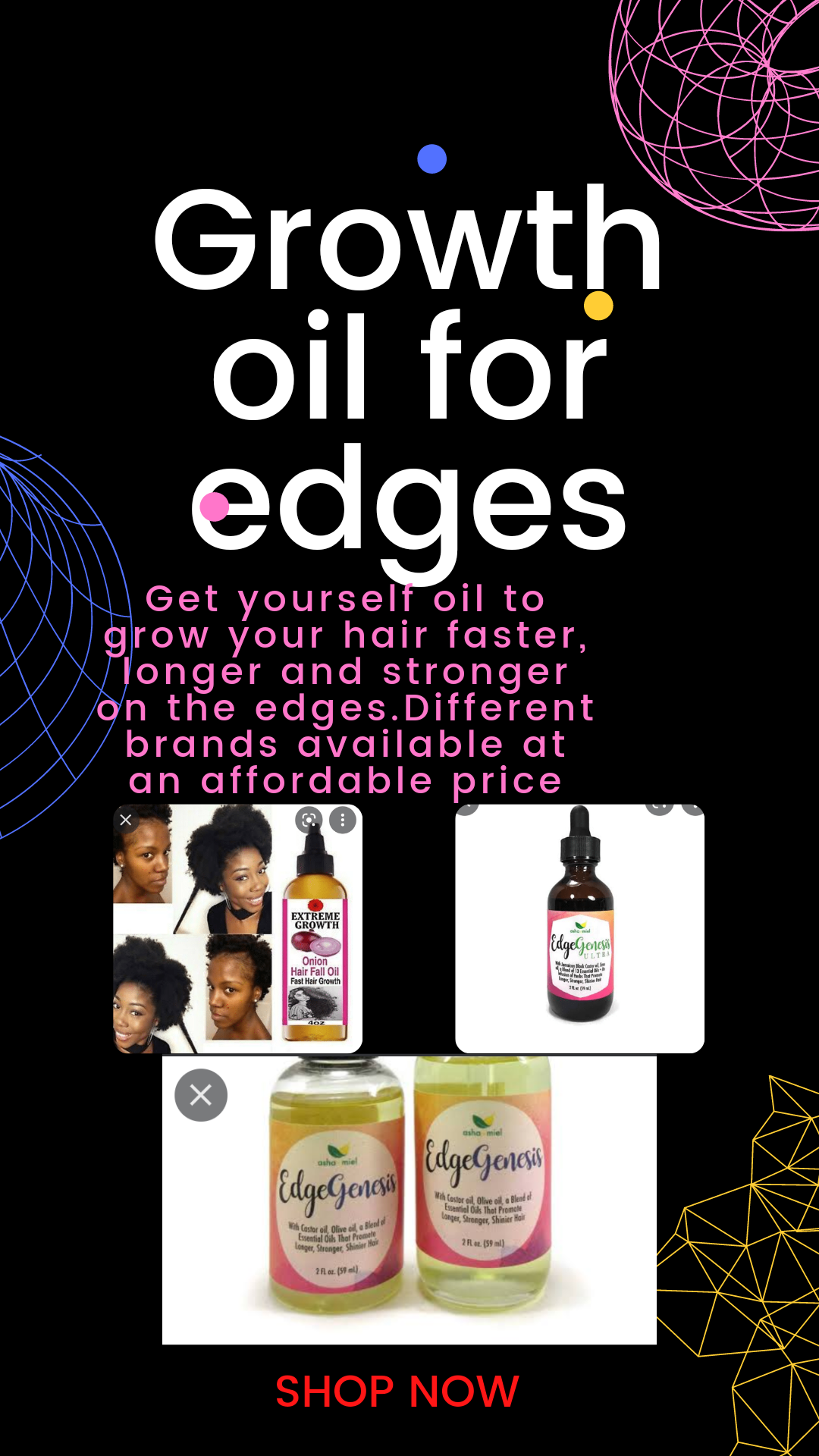 Growth oil for edges on sale