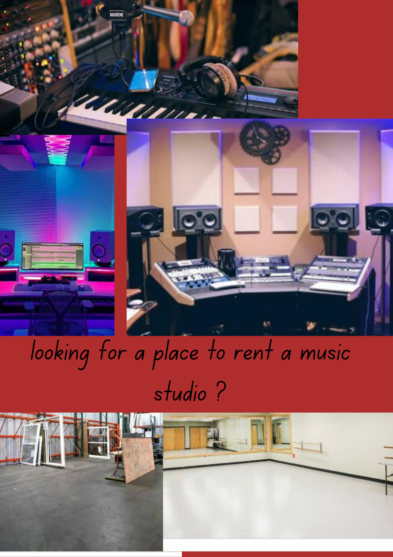 Looking for space to rent your music studio