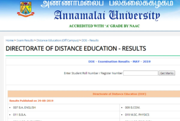 Annamalai University Results – Annamalai University Results 2022 – Annamalai University Admission Results